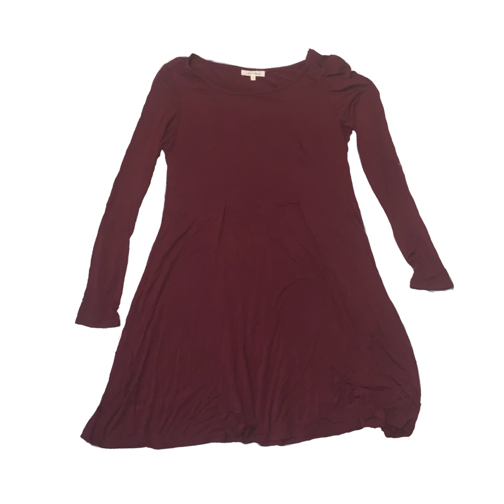 Vestique Burgundy Long Sleeve Swing Dress